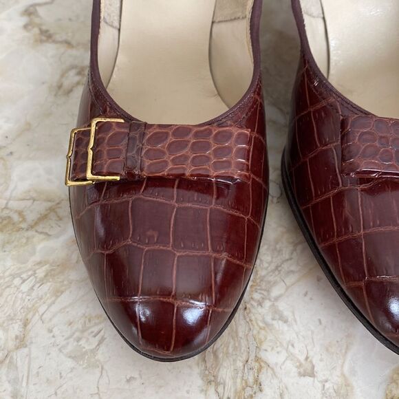 1950’s Vintage Red Cross Shoes Croc Embossed Leather - Picture 5 of 16